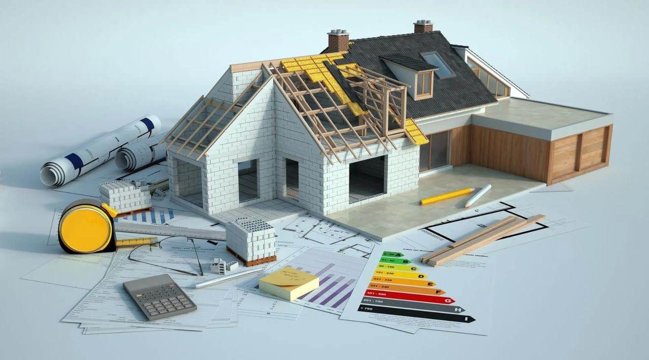 Tadilat planı, yarım kalmış yapı ve tamamlanmış modern ev